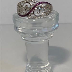 Sterling Silver Vines Ruby CZ Ring